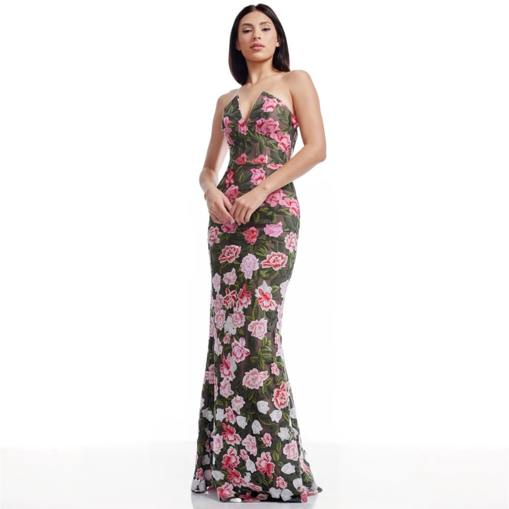 Dress the Population Fernanda Strapless Floral Evening Gown